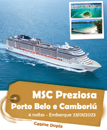 MSC Preziosa - Conheça Porto Belo e Camboriú - 4 noites - Embarque em 23/01/2023 MSC Preziosa - Conheça Porto Belo e Camboriú - 4 noites - Embarque em 23/01/2023